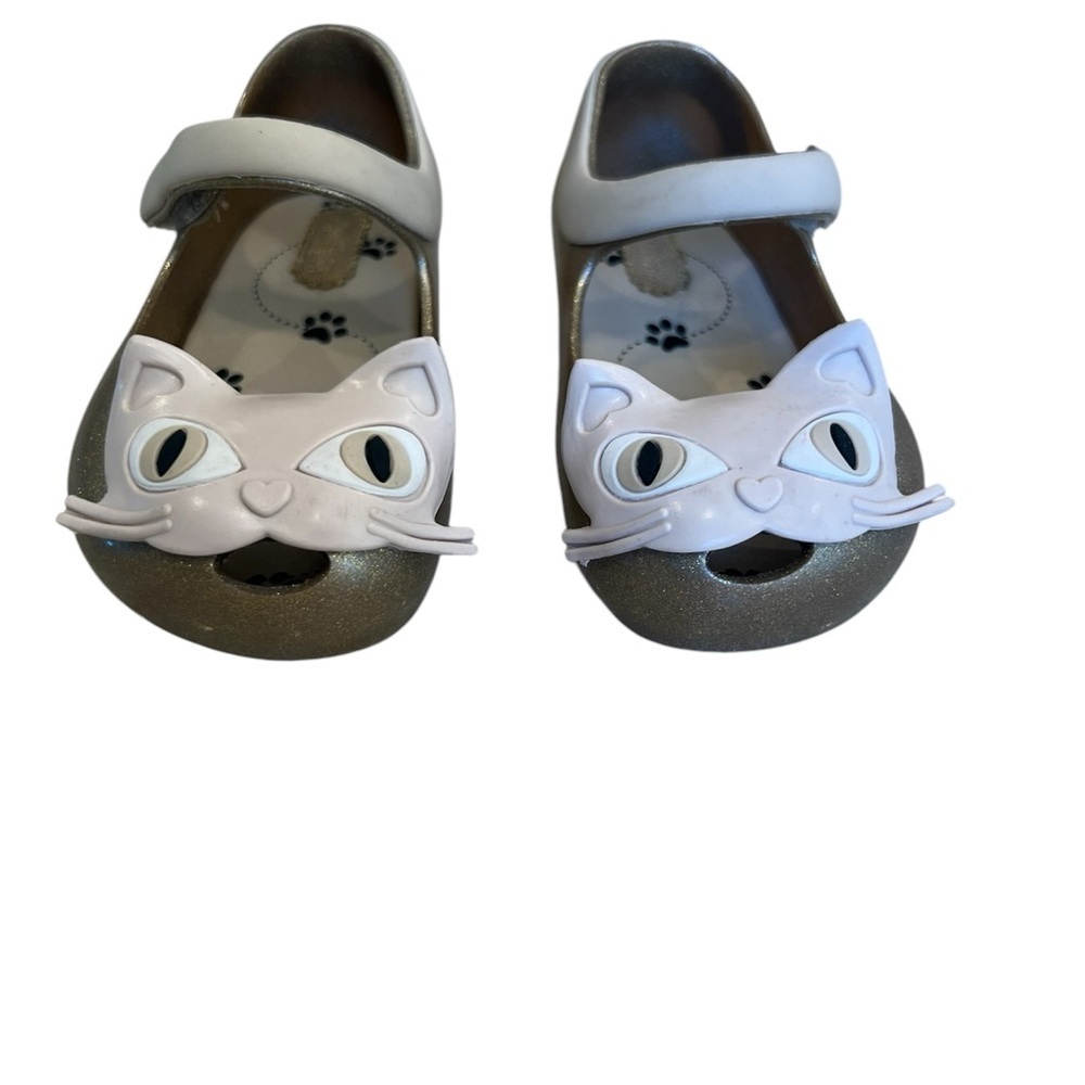 Mini Melissa Mary Jane Shoe with Cat Design and Peep Toe Size 7. EUC - Picture 2 of 5
